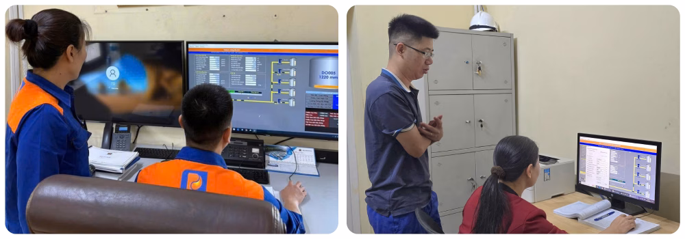 Đội ngũ kỹ thuật theo dõi sát sao hệ thống tuyến ống để đảm bảo lưu lượng và áp suất ổn định.